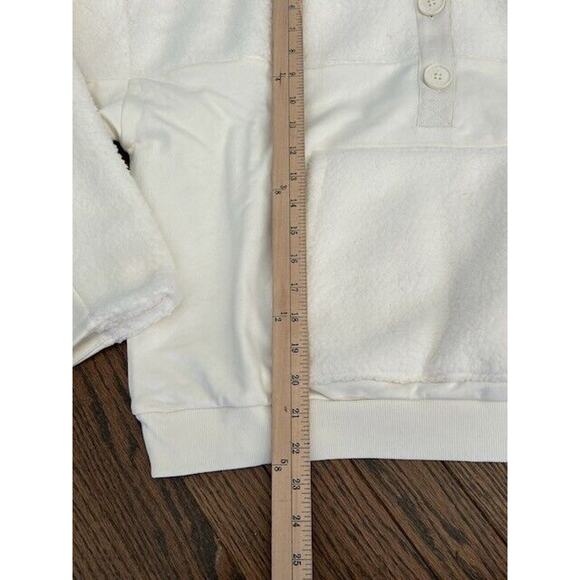 J. Crew Teddy Sweatshirt Button Front Faux Fur Sherpa Fleece BK302 White Size S - Picture 9 of 10